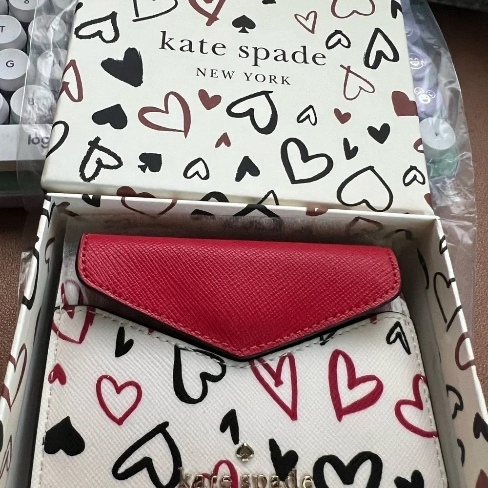🆕kate spade Staci Scribble Heart Boxed Wallet Card Set $239::NWT::